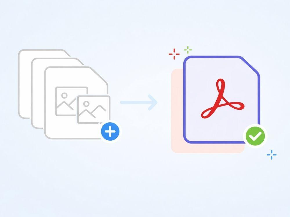 multiple JPG files being combined into a single PDF document for easy sharing