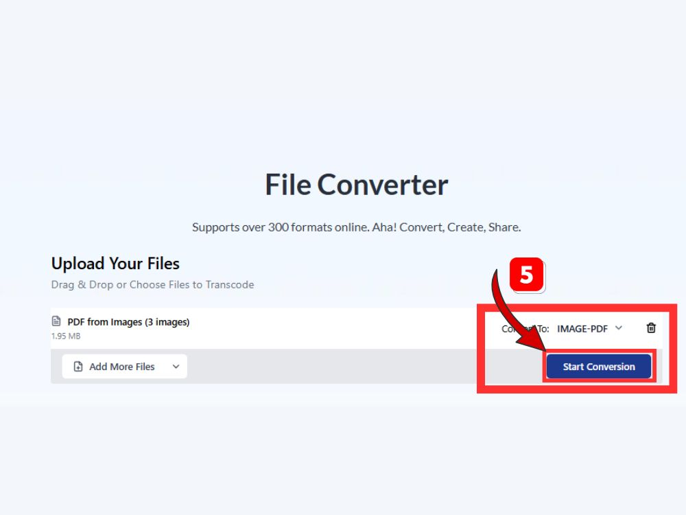 Click the Start Conversion Button to combine JPGs into one PDF