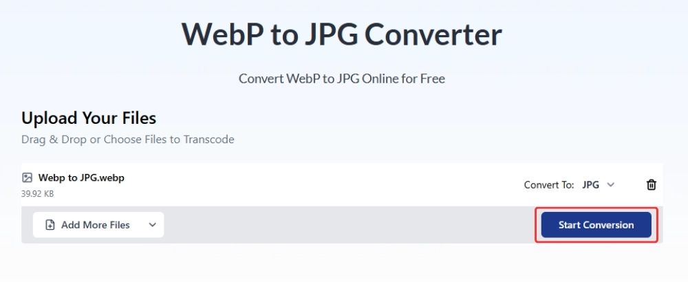 เริ่มการแปลง WebP เป็น JPG