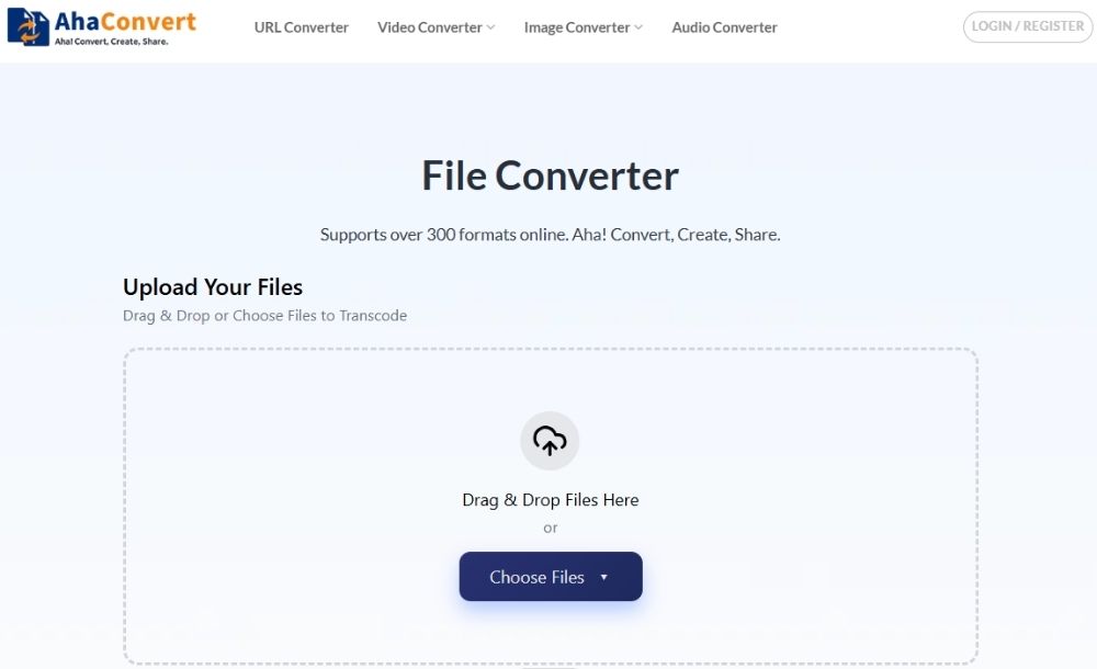 AhaConvert file converter homepage