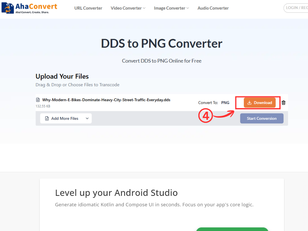Download the converted PNG image after completing DDS to PNG conversion online.
