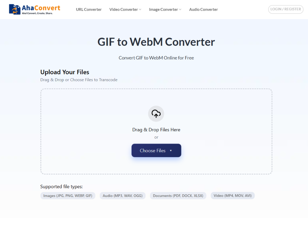 AhaConvert โปรแกรมแปลง GIF เป็น WebM — เครื่องมือออนไลน์ฟรี ไม่ต้องสมัครสมาชิก