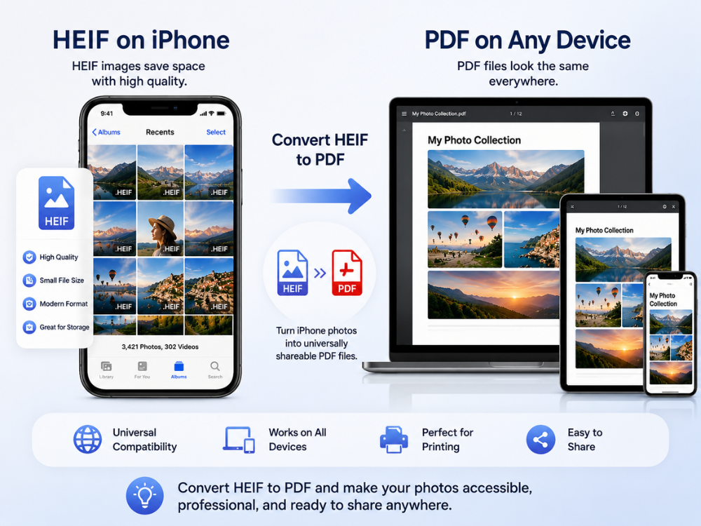 HEIF format on iPhone vs PDF compatibility across devices