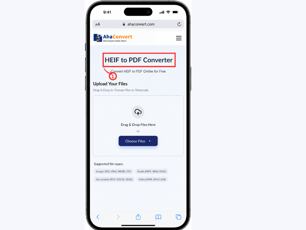 Open AhaConvert HEIF to PDF converter in iPhone