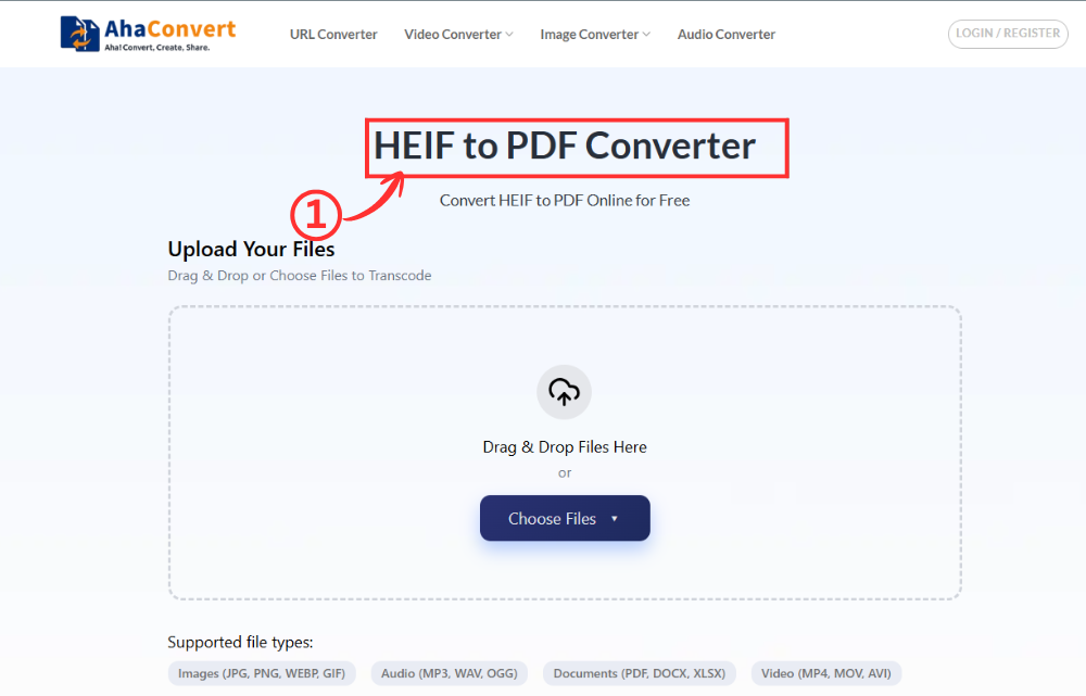 Open AhaConvert HEIF to PDF converter