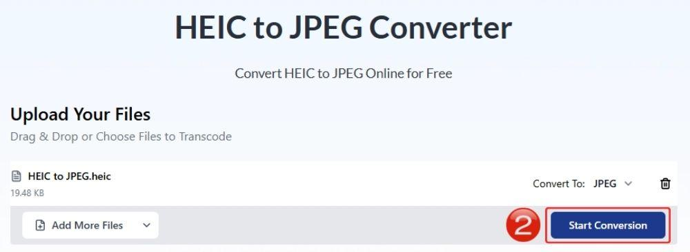 Avvia la conversione da HEIC a JPEG