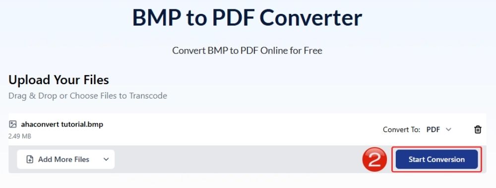 Avvia la conversione da BMP a PDF