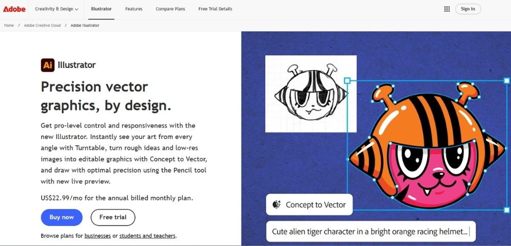 Adobe Illustrator webpage