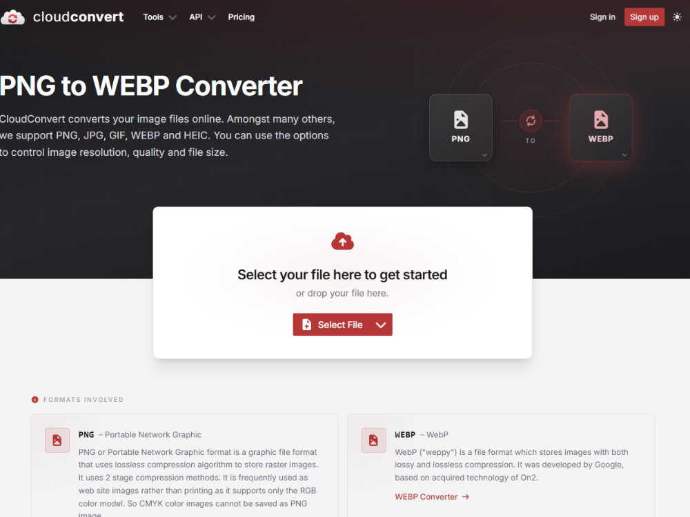 CloudConvert PNG to WebP Converter
