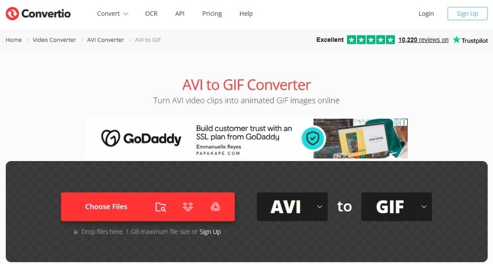 Convertio AVI to GIF Converter