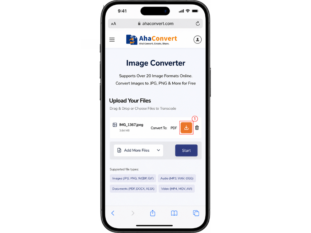 Download the converted PDF file to iPhone after image-to-PDF conversion.