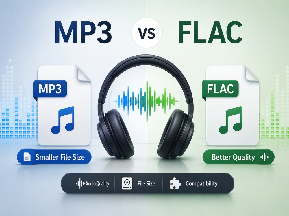 MP3 vs FLAC — audio format comparison for music quality and file size