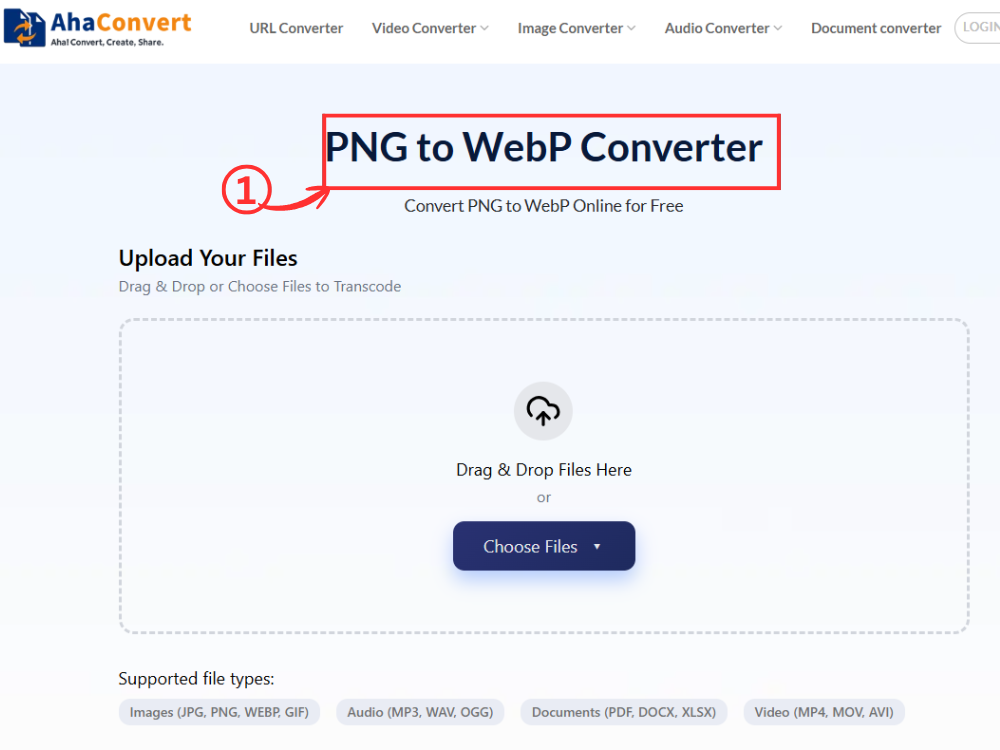 Step 1 — Open AhaConvert PNG to WebP converter in a web browser