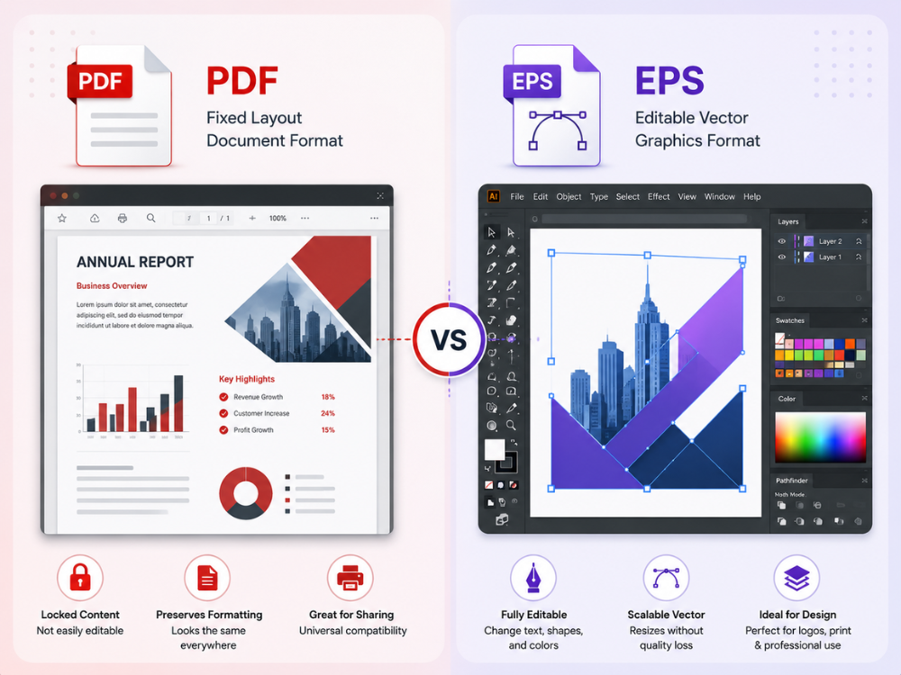 PDF vs EPS — document format compared to editable vector graphics format