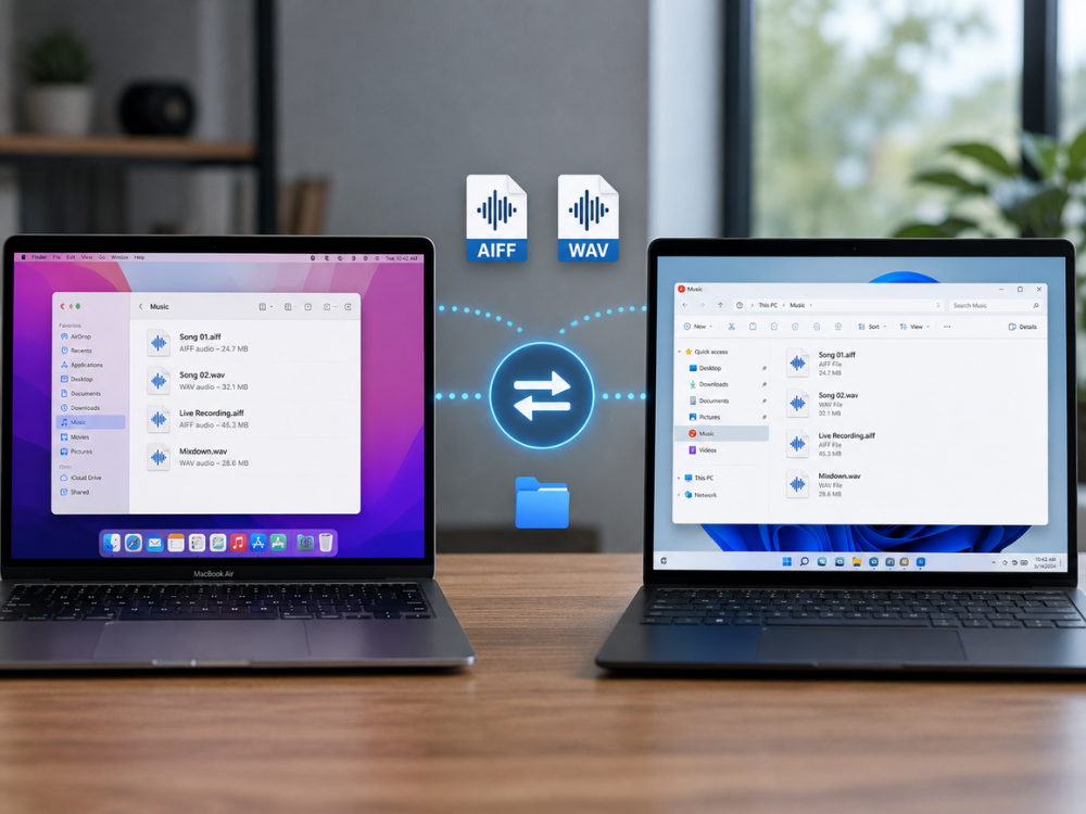 AIFF to WAV audio files sharing between Mac and Windows computers