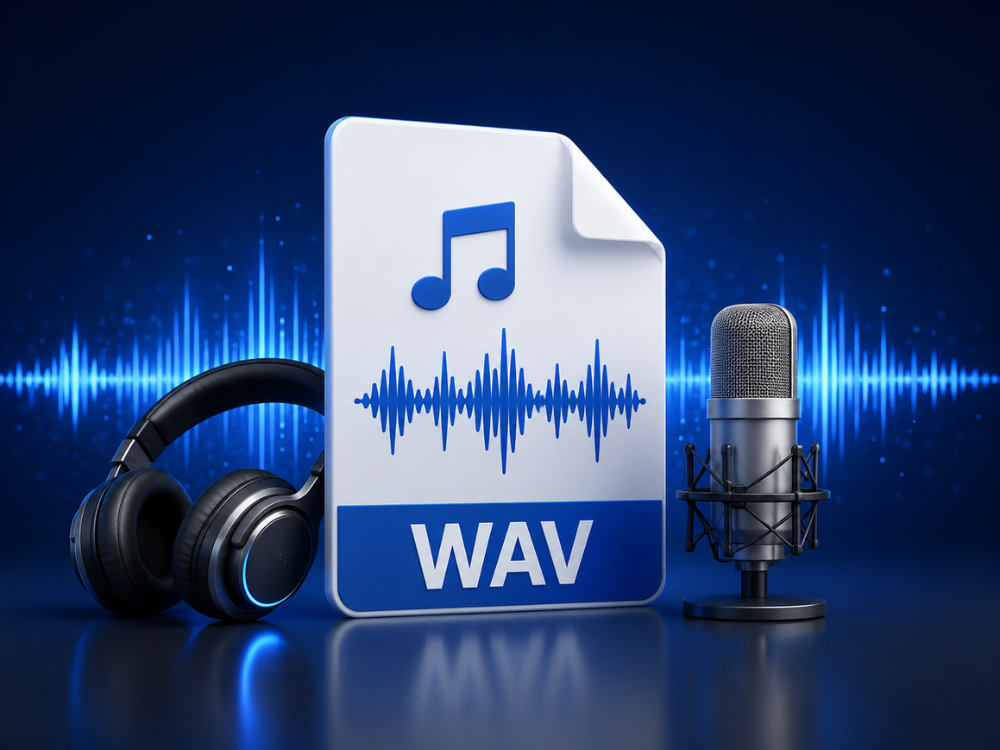 WAV file concept with tech elements
