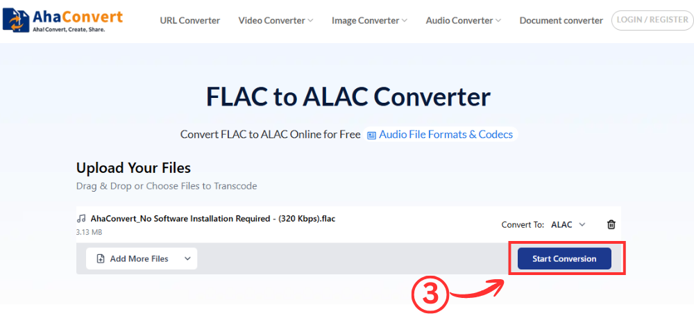 щракнете върху конвертиране на flac в alac ahaconvert