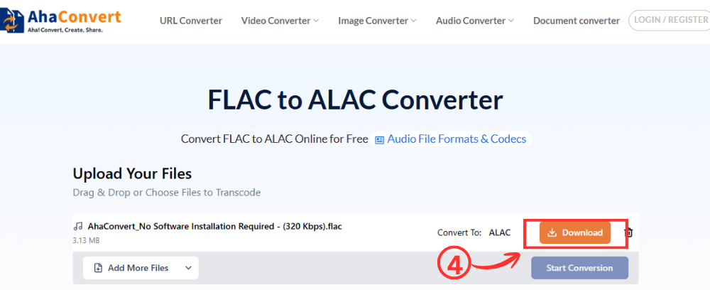 изтегляне на конвертиран alac файл