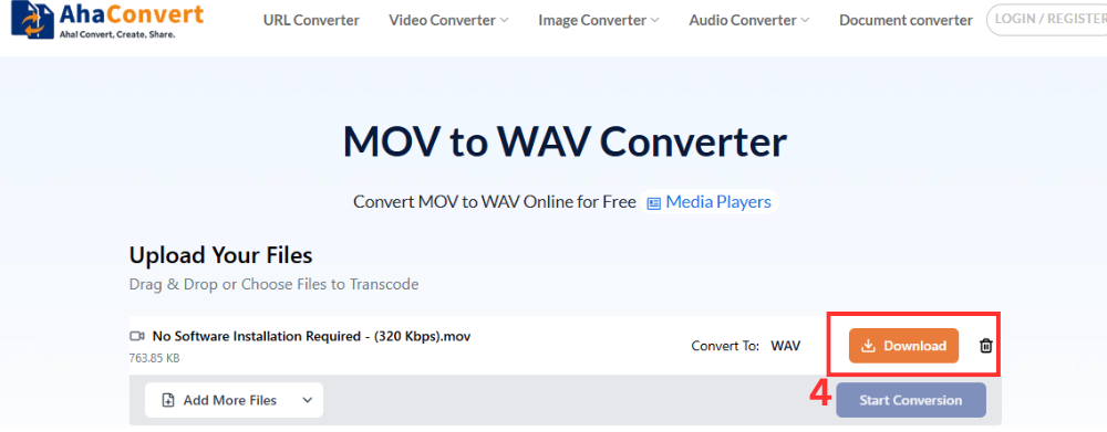 download the converted WAV file