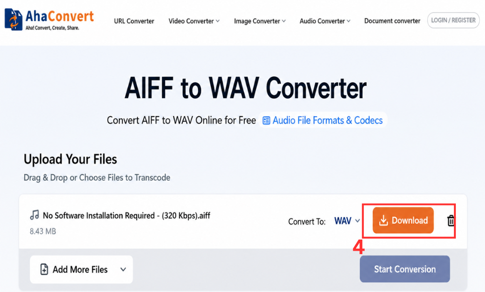 step 4: download the converted WAV file