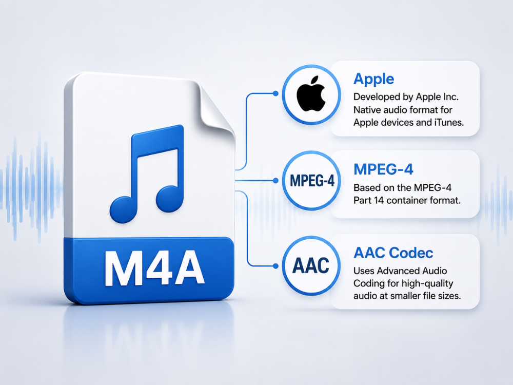 m4a file format associated with Apple MPEG-4 and AAC audio codec