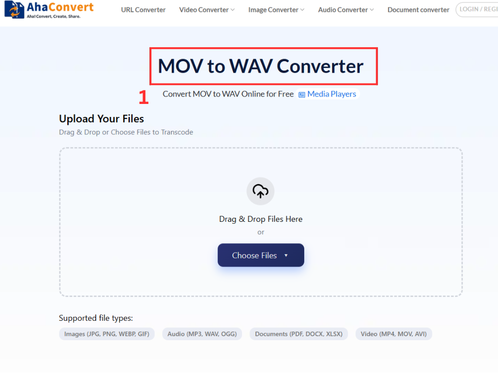 open AhaConvert MOV to WAV converter