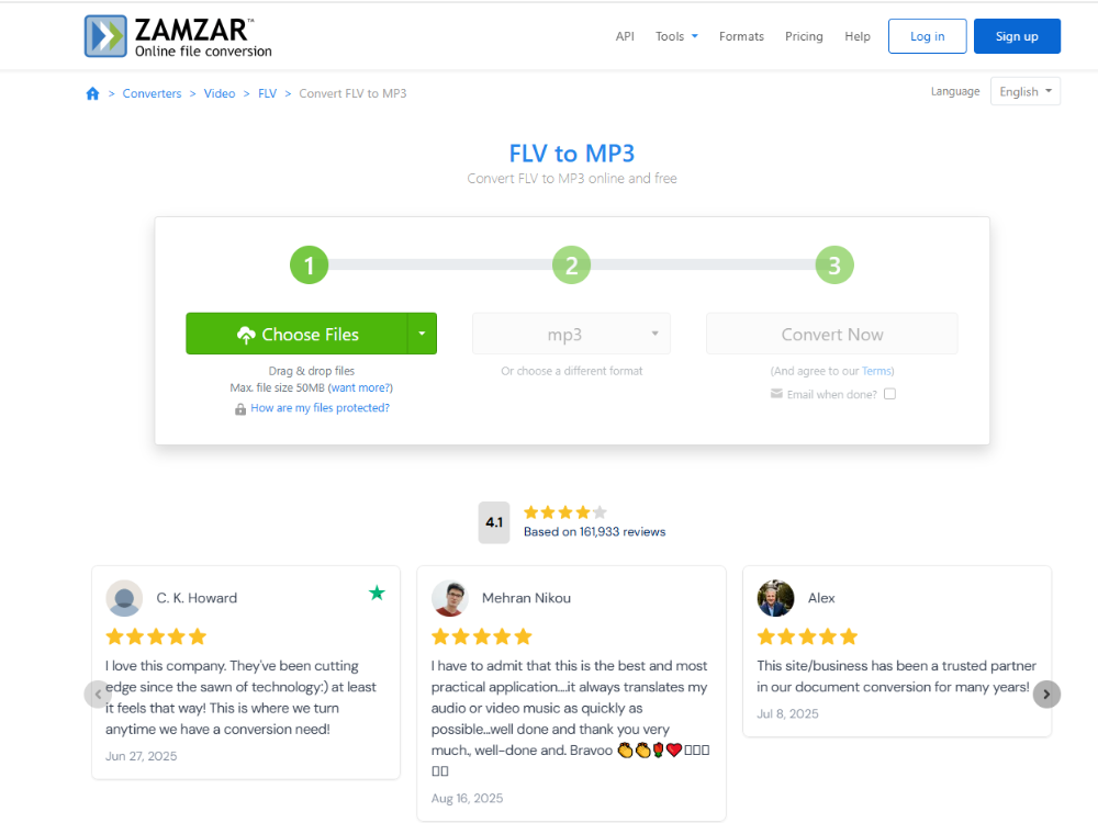 Zamzar FLV to MP3 Converter