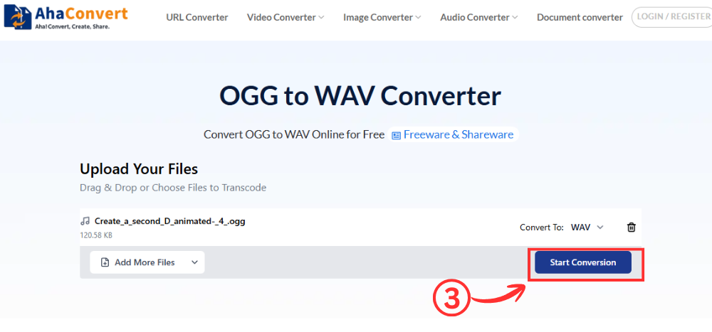 click convert ogg to wav ahaconvert