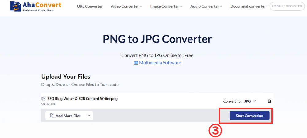 start png to jpg conversion