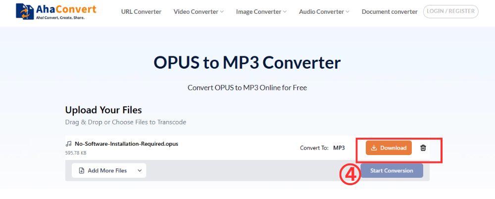 download the converted MP3 file