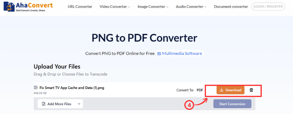 download converted pdf file from AhaConvert