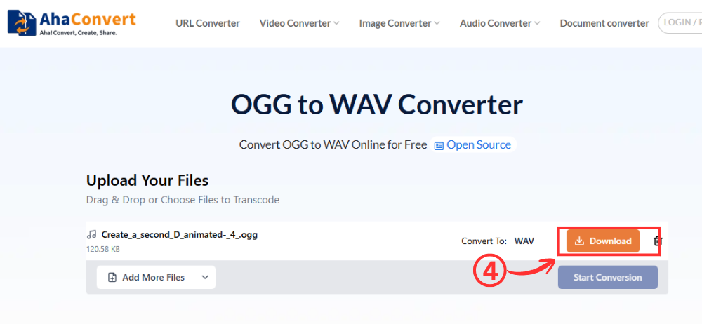 download converted wav file