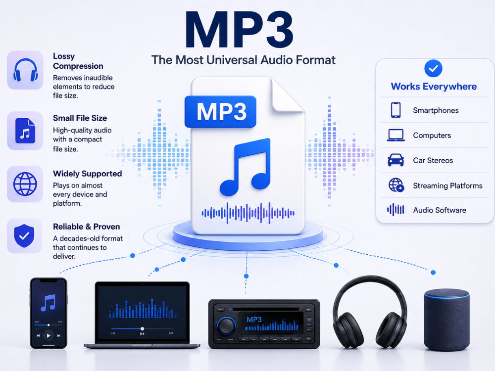 mp3 audio format universal compatibility for music playback and audio devices