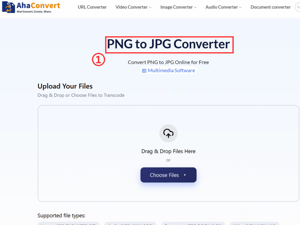open AhaConvert png to jpg converter browser