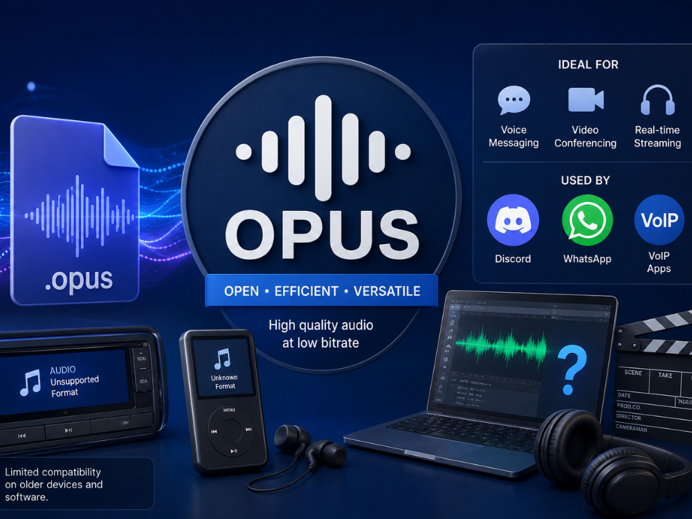 Opus audio format open source codec for high-quality streaming and voice calls