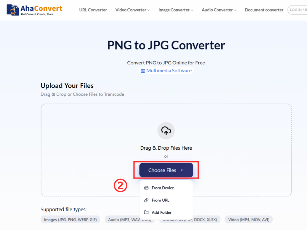 upload png files to AhaConvert