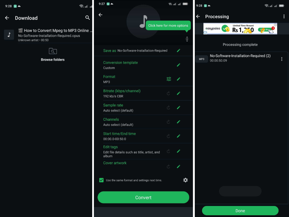 mobile app convert opus to mp3 android iphone